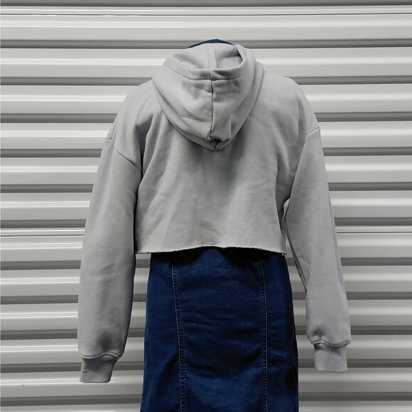 SELF E Womens Jacket Size XS Gray Y2K Cropped Hoodie Full Zip Quilted Heart NWT - Picture 4 of 10